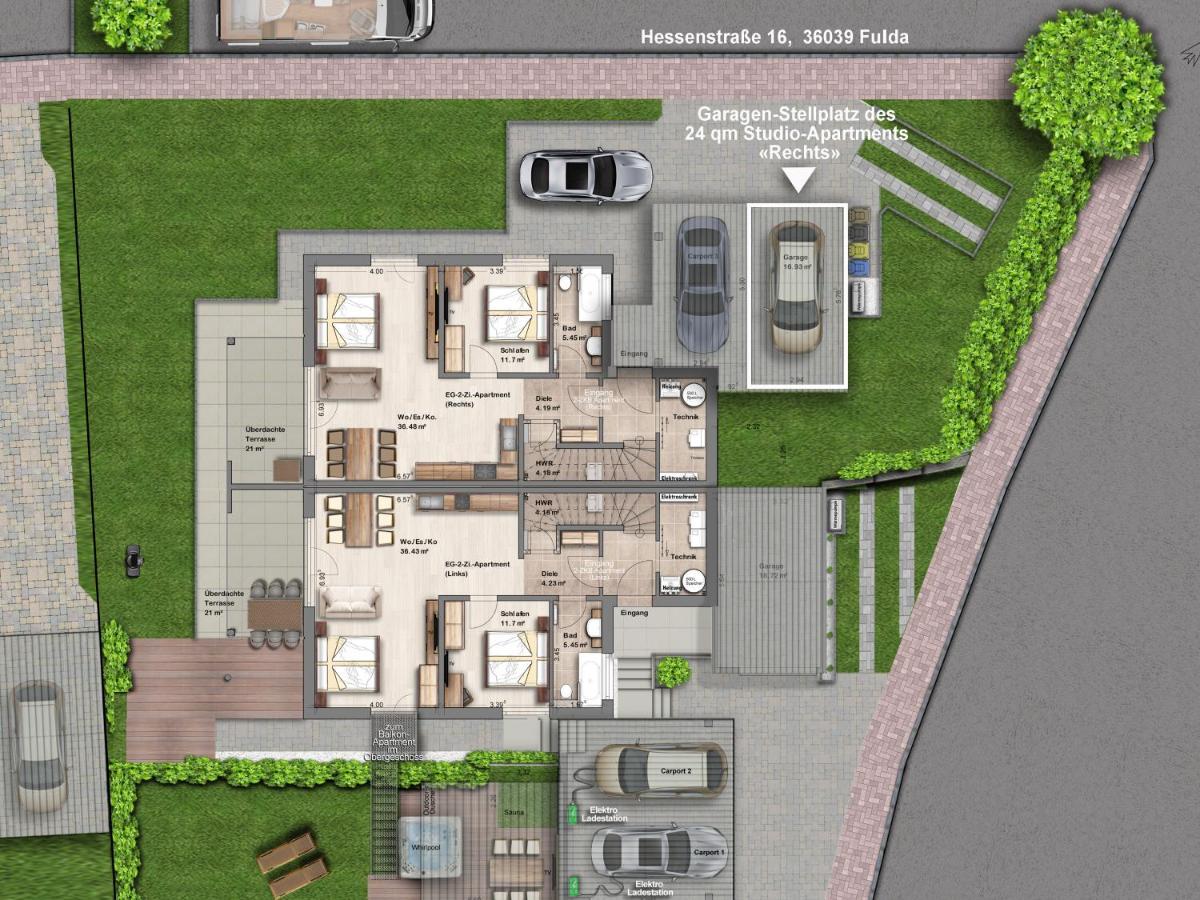-Neubau- 24 Qm Studio-Apartment Фульда Екстер'єр фото